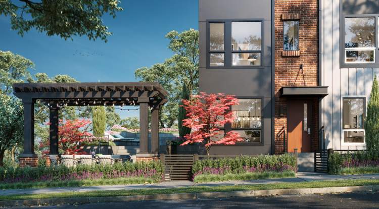 These 3-bedroom + flex, brick-architecture townhomes are designed for an evolving, transit-oriented community.
